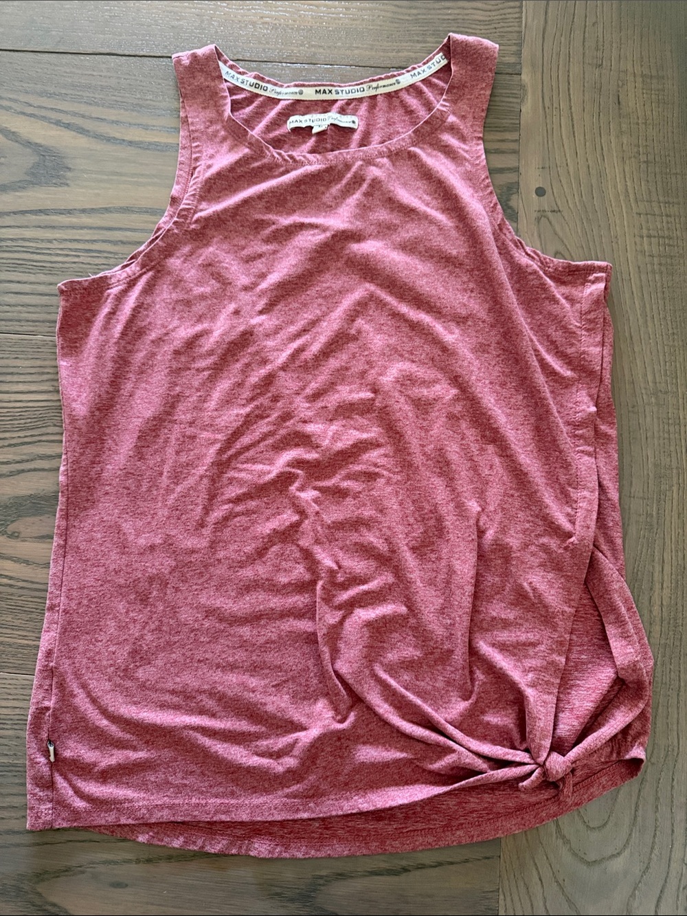 Max Studio Heathered Rose Tank with Side Knot